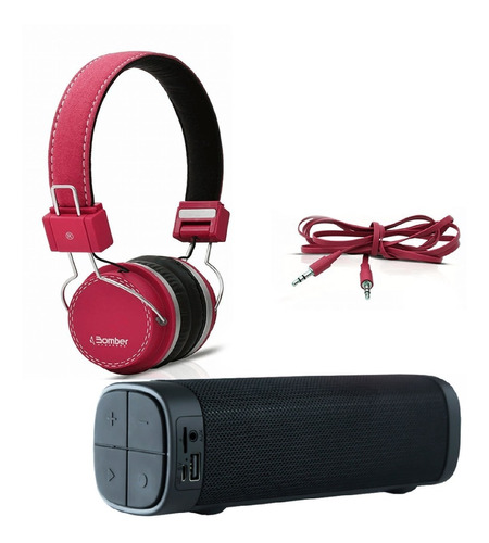 Combo Bomber Parlante Portatil Bluetooth Auriculares Cable