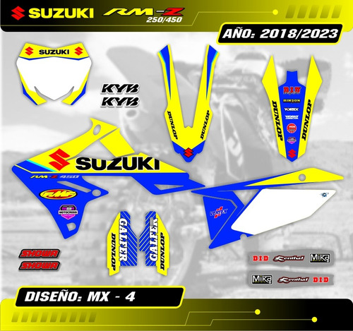 Kit Calcos - Grafica Suzuki Rmz 250/450 2018/24  Grueso Mate