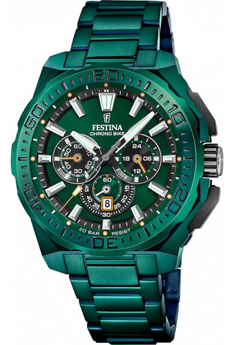 Reloj Festina F20730.1 Hombre Chrono Bike 2025 + Malla Verde Metálico Verde Metálico Verde Metálico