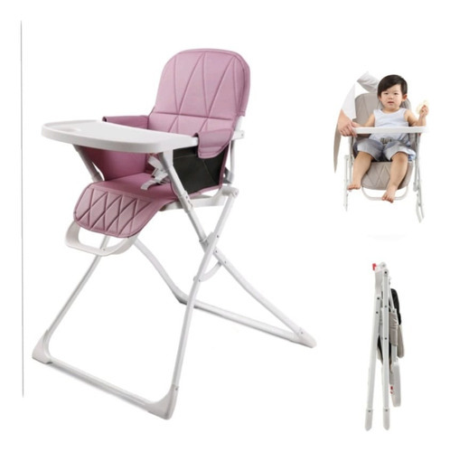 Silla De Comer Para Bebe Fija Asiento Encuerado Volia Color Verde Rosado