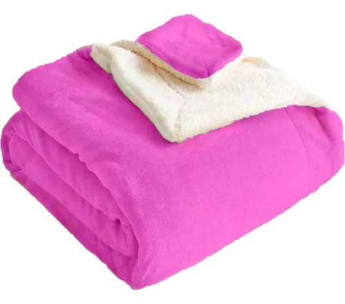 Cobija Térmica Ovejera Cama Doble/queen Color Magenta Diseño De La Tela Lisa