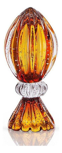 Vaso Pinha Com Base Em Cristal Murano Âmbar São Marcos 27cm