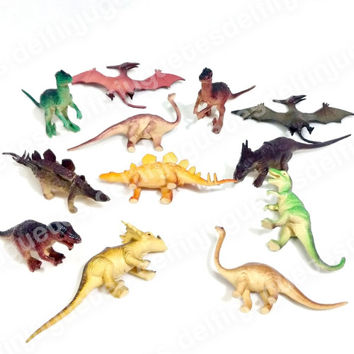 Pack 12 Dinosaurios Dinos T-rex Terodactilo Stegosaurus
