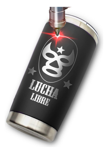 Termo Negro 500 Ml Diseño Deporte Luchas Mexicanas