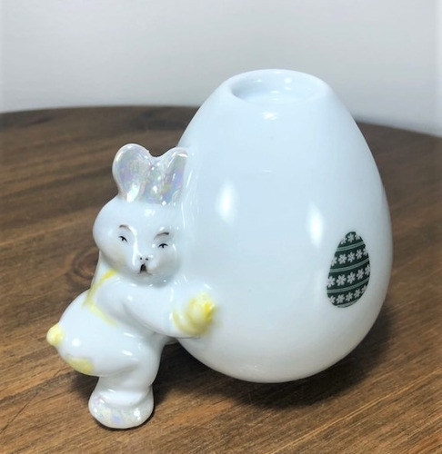 Imagem 5 de 6 de Kit 2 Coelhos Porta-vela Porcelana - Páscoa