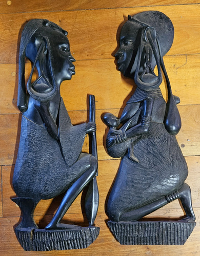 Madres Africanas Figuras De Madera Ebano Antiguas