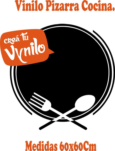 Vinilo Pizarra Cocina Tabla Redonda Cubiertos Decorativo