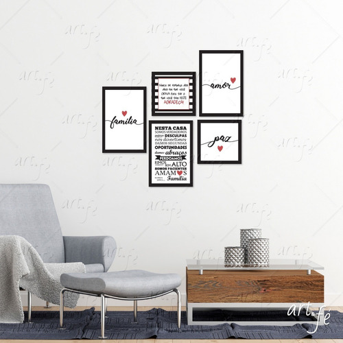 Imagem 2 de 3 de Kit De Placas Quadros Religiosos Família, Amor E Paz