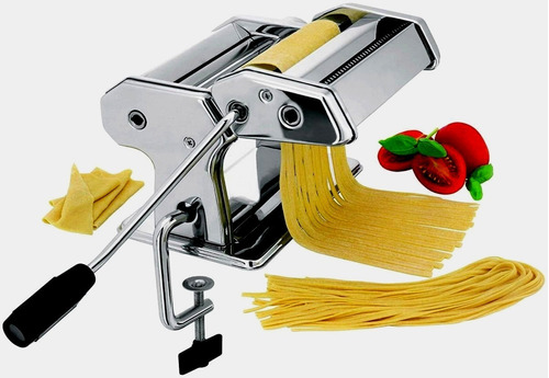 Maquina De Pastas 2en1 + Fideos + Sobadora Estira Masa Acero Color Plateado