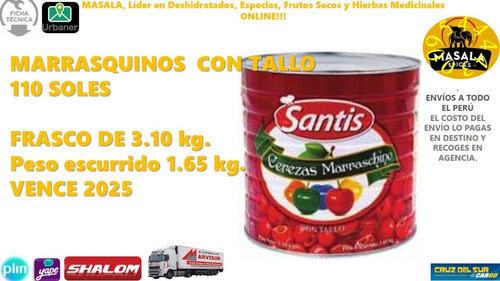 Cerezas Marrasquinos Santis Lata 3.10 Kg 