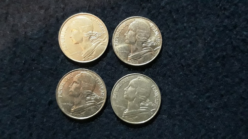 Lote 4 Moedas 10 Cêntimos França 1987 1988 1991 1994 (Usado)