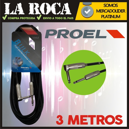 Imagen 4 de 10 de Cable Plug 90 Instrumento Proel Bulk120lu3 3 Metros Niquel