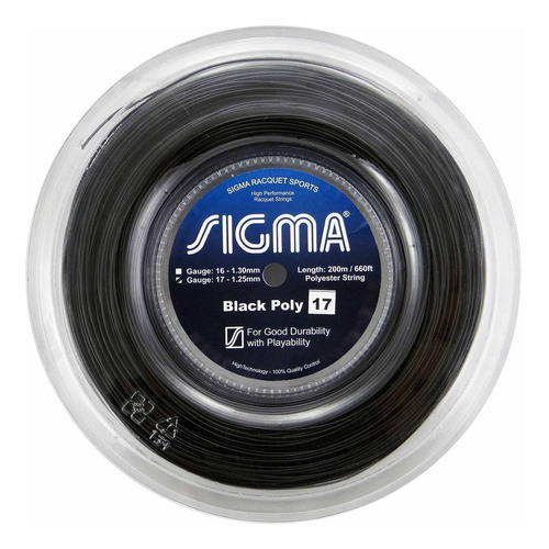Rolo De Corda Sigma Black Poly 200m 1.25mm Preta - Polyester