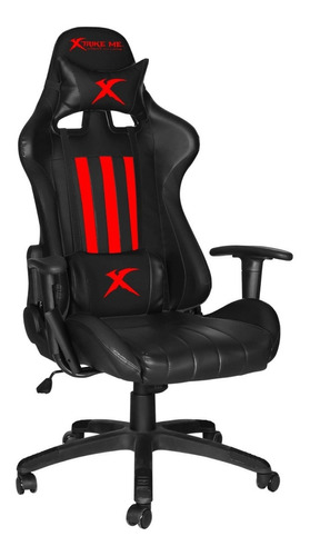 Silla de escritorio Xtrike Me GC-905 gamer ergonómica  negra y roja con tapizado de cuero sintético