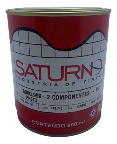 Tinta Poliuretânica 6000 Saturno 900ml Cor Preto