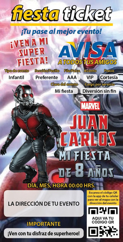 Invitación Digital Personalizada Ant Man