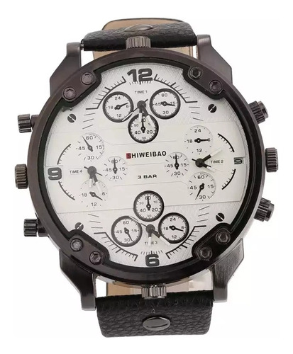 Relogio Grande Designer Morderno Pulseira De Couro Ler Anunc