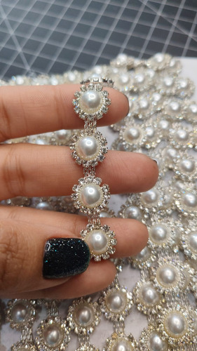 Aplicacion De Strass Con Perlas Tira De 4.5mts X 10mm
