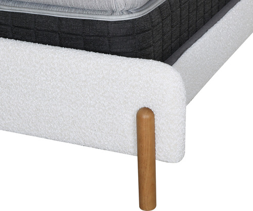 Recámara Kirei Matrimonial Minimalista Tela Madera Buró Color Blanco