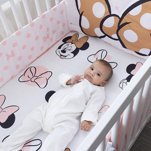 edredon para cuna cama cuna corral Adorable Minnie disney set de 6 piezas para cuna de 80 x 140 cm