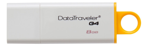 Memoria USB Kingston DataTraveler G4 DTIG4 8GB 3.0 blanco y amarillo