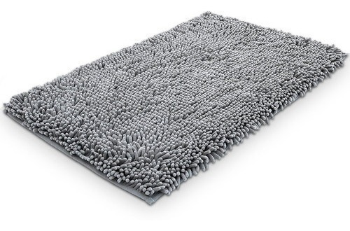 Alfombra Baño Ducha Chenille Gris Antideslizante Fuera 81004