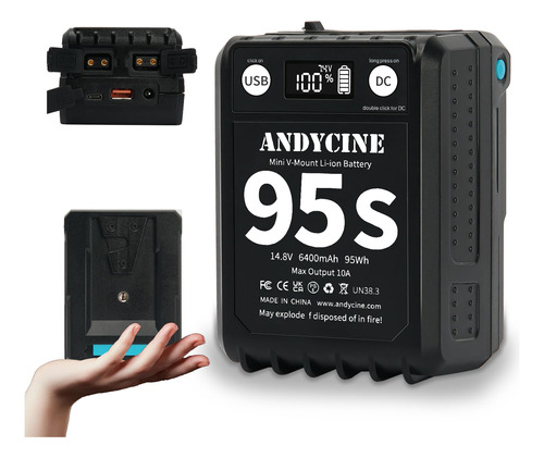 Andycine Batería De Montaje Micro V De 95 Wh, Salida Usb A.