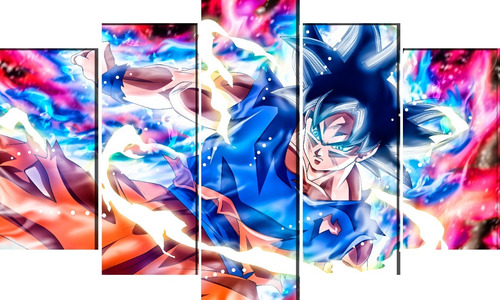 Son Goku  Super Instinto Cuadro De 5 Piezas Textura #427