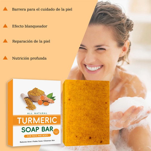 3pc Jabon De Baño Aclarante De Piel Jabón Cúrcuma De Tocador