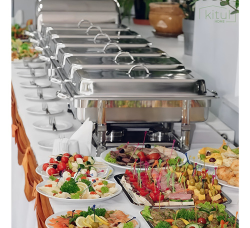 Bufetera 3 Espacios Tapa Acero Inoxidable Banquetes Eventos