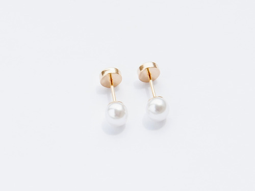 Imagen 2 de 4 de Aros Abridores Bebe Oro 18 Kilates Perla 5mm