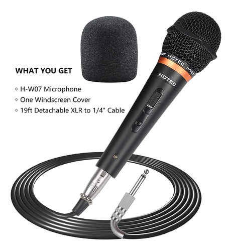 Microfono De Mano Dinamico Vocal Premium Hotec Con 19 Pie...