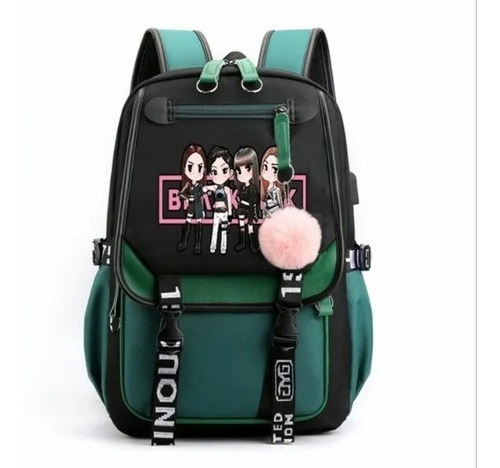 Kpop Blackpink Mochila Juvenil Coreana Con Puerto Usb,