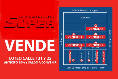 Lote Calle 25 Y 131, Excelente Oportunidad