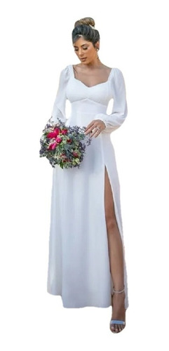 Imagem 1 de 6 de Vestido Noiva Coleção Ares Decote Princesa Musseline  1072