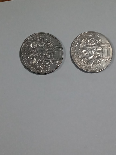 Par De Monedas De 50 Pesos De 1984 Plata Pura