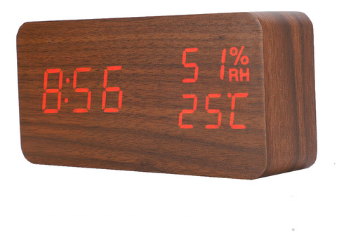 Despertador Led Digital, Mesa De Controle De Voz De Madeira