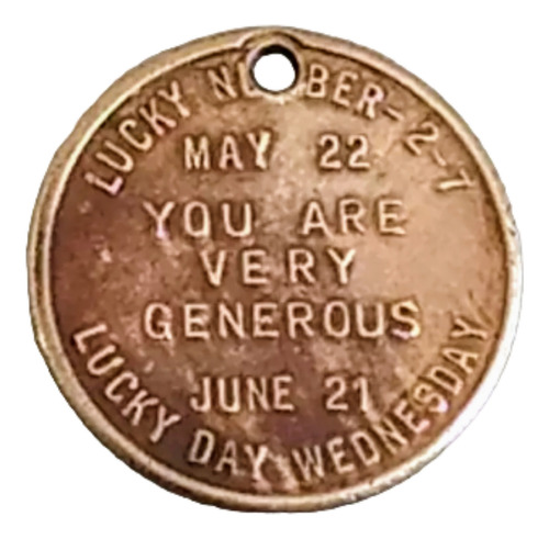 Antiga Medalha De Números Da Sorte Signo De Gemeos Bronze (Usado)