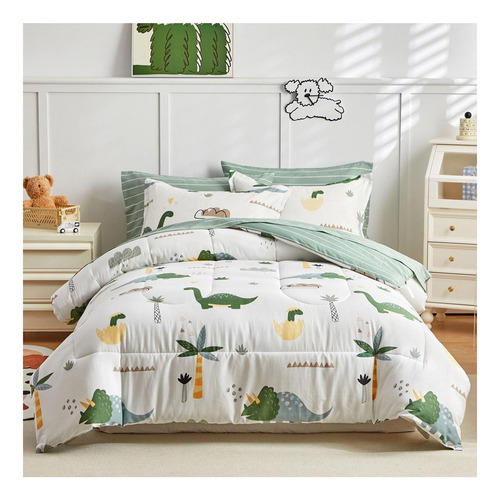 Joyreap Bed In A Bag Algodón, Tema De Dinosaurio Verde Fresc