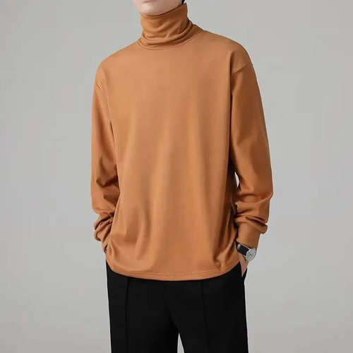 Camiseta De Terciopelo De Manga Larga Con Cuello Alto Para H