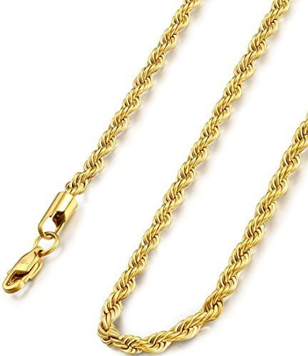 Collar Acero Inoxidable Dorado 18k Fibo Steel, 2.5-8mm