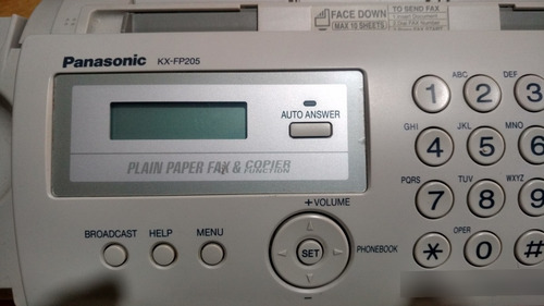Fax Panasonic Kx-fp205 De Papel Comun Usado (Usado)