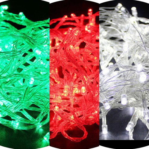Kit Patrio 3 Serie De Luces Led Verde Blanco Y Rojo 100 Leds