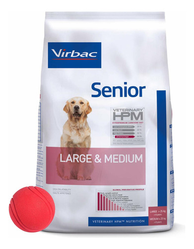 Hpm (virbac) Perro Senior Mediano Y Grande 12 Kg + Promo!