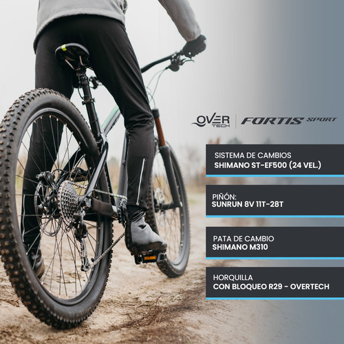 Bicicleta Mtb Overtech Fortis Sport R29 Aluminio 24 Vel 3x