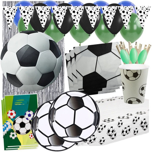 Set Decoración Fiesta + Globos + Piñata Motivo Futbol 6 Pers