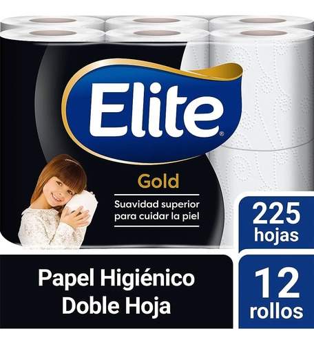 Papel Higiénico Elite Gold 225 Hojas Dobles 12 Rollos