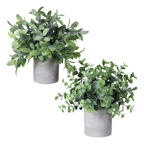 Conjunto De 2 Plantas En Macetas Artificiales De Eucalipto Y