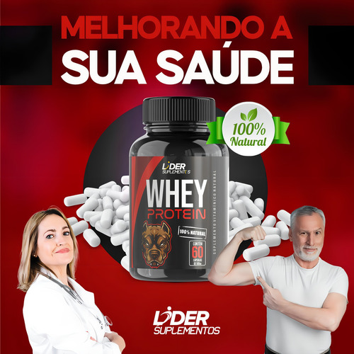 Whey Protein Isolado 500mg 60 Cápsulas Kit Com 4 Potes Sabor Neutro