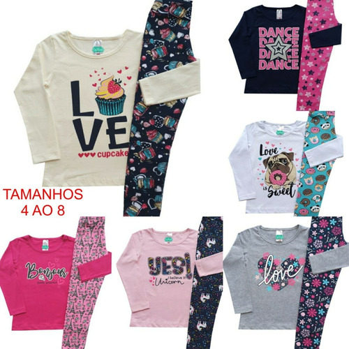 Kit 5 Conjunto Infantil Menina Roupas Femininas Frio Baratas